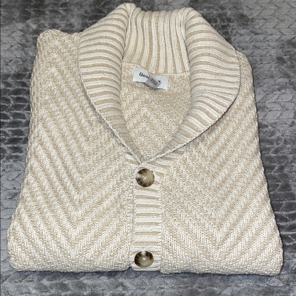 Men's‎ Shawl Collared Sweater Cardigan - Goodfellow & Co‚ Cream. Size Medium
